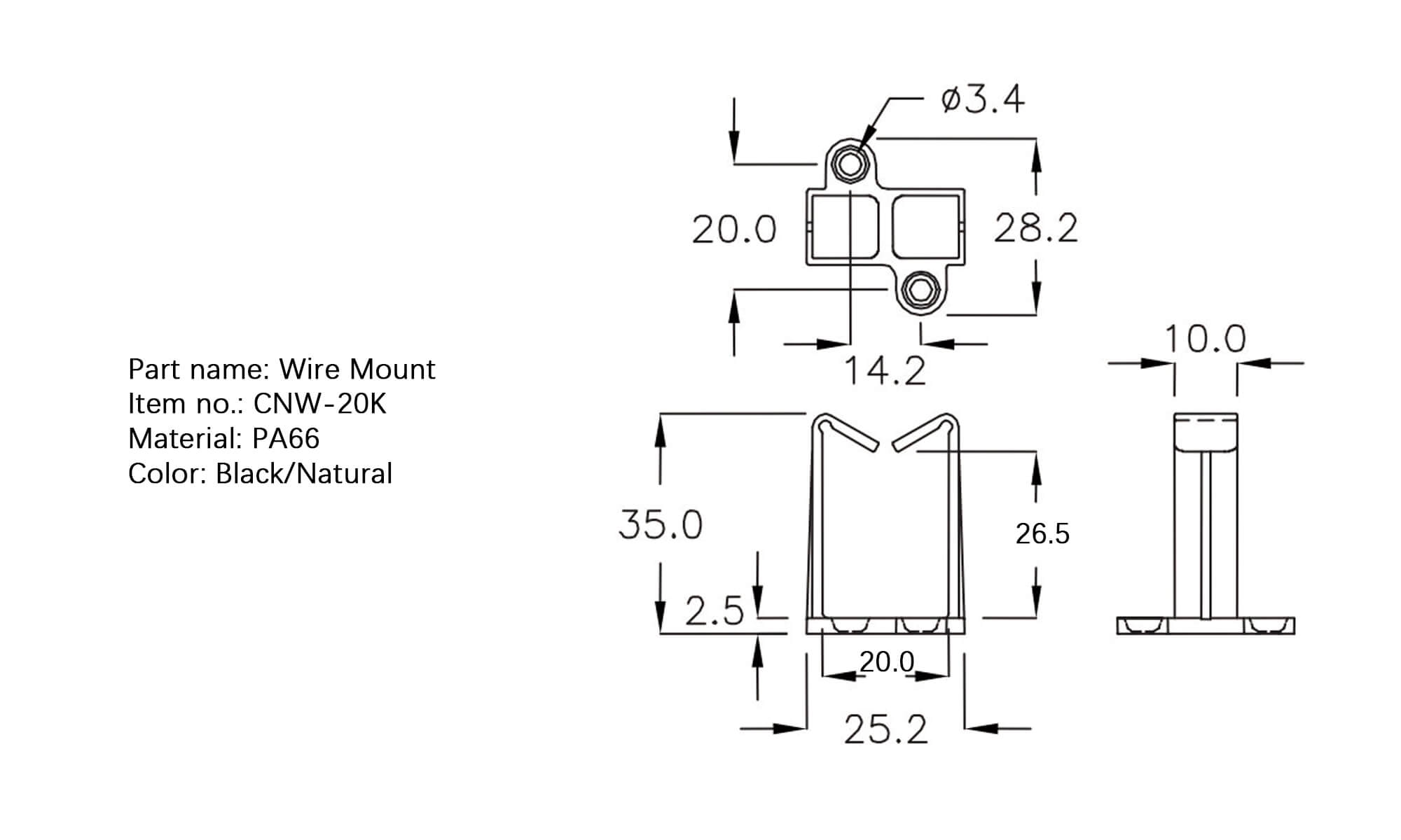 Plastic Wire Mount CNW-20K